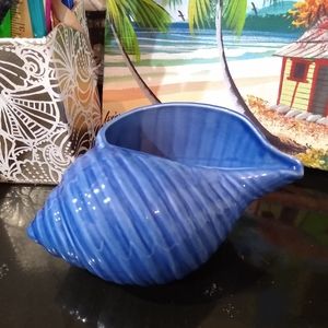 Andrea by Sadek blue sea shell planter or dish. Beautiful seaside decor!